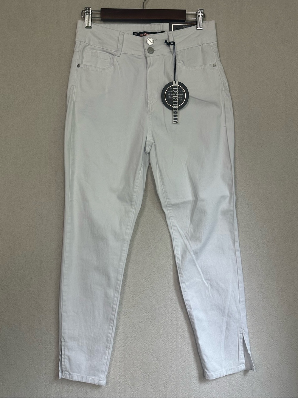 NWT Dollhouse White High Rise Skinny Ankle Jeans Sz 11/12 Ankle Slits